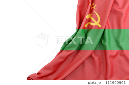 Flag of Transnistria with empty space on the left. Isolated. 3D Rendering 111900901