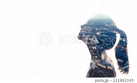 Freedom mind city dream silhouette woman view Freedom mind city dream silhouette woman view 111901143