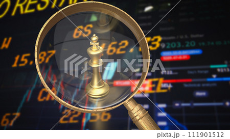 The magnifying glass and Gold king chess for Business concept 3d rendering The magnifying glass and Gold king chess for Business concept 3d rendering 111901512