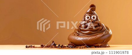 AI-generated content. turd, shit, Humorous Chocolate Sculpture with Playful Character and Glossy Finish 111901978