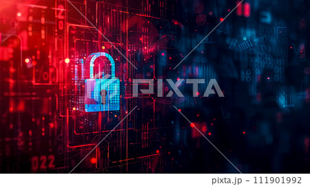 AI-generated content. Cybersecurity Concept with Digital Padlock on Glowing Circuit - Internet Privacy and Data Protection AI-generated content. Cybersecurity Concept with Digital Padlock on Glowing Circuit - Internet Privacy and Data Protection 111901992