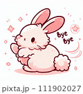 バイバイする可愛いうさぎ 111902027