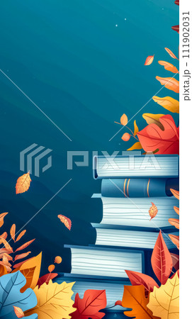 AI-generated content. Autumn reads: Dive into the depth of knowledge, books, copy space 111902031