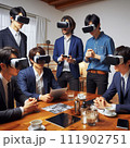 【AI生成画像】VRを活用した会議風景 【AI生成画像】VRを活用した会議風景 111902751
