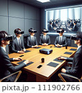 【AI生成画像】VRを活用した会議風景 【AI生成画像】VRを活用した会議風景 111902766