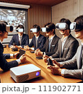 【AI生成画像】VRを活用した会議風景 【AI生成画像】VRを活用した会議風景 111902771