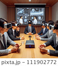 【AI生成画像】VRを活用した会議風景 【AI生成画像】VRを活用した会議風景 111902772