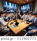 【AI生成画像】VRを活用した会議風景 【AI生成画像】VRを活用した会議風景 111902773