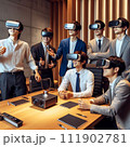 【AI生成画像】VRを活用した会議風景 【AI生成画像】VRを活用した会議風景 111902781