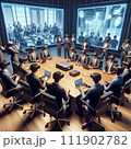 【AI生成画像】VRを活用した会議風景 【AI生成画像】VRを活用した会議風景 111902782