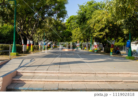 Aldmon trees median strip at the small town of Aracataca the birthplace of Nobel literature laureate Gabriel Garcia Marquez in Colombia 111902818