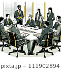会議室で会議するビジネスマン 111902894