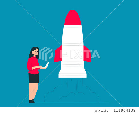 Person with startup. Project launch vector concept 111904138