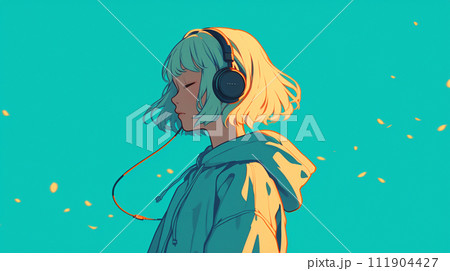 音楽を聴いている女性 音楽を聴いている女性 111904427