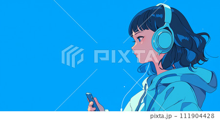 音楽を聴いている女性 111904428