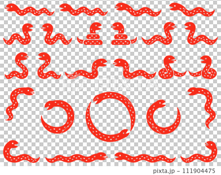 Red snake illustration set 111904475