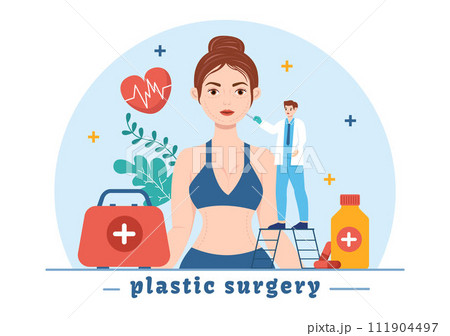 Plastic Surgery Vector Illustration of Medical Surgical Operation on the Body or Face as Expected using Advanced Equipment in Cartoon Background Plastic Surgery Vector Illustration of Medical Surgical Operation on the Body or Face as Expected using Advanced Equipment in Cartoon Background 111904497