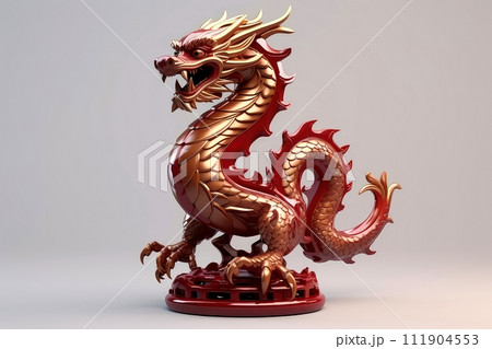 Close-up, 3d mockup of abstract dargon with minimal background, Generative AI 111904553