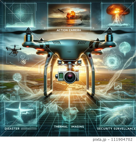 監視するドローンのイメージ 監視するドローンのイメージ 111904702
