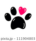 Paw print with heart icon 111904803
