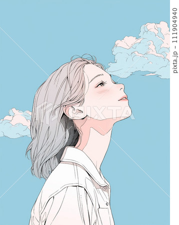 空を見上げる女性の横顔 空を見上げる女性の横顔 111904940
