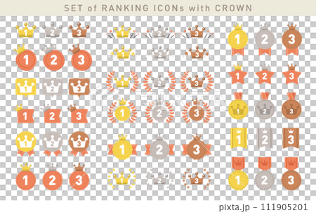 Simple and cute ranking icon set/vector material/crown/crown Simple and cute ranking icon set/vector material/crown/crown 111905201