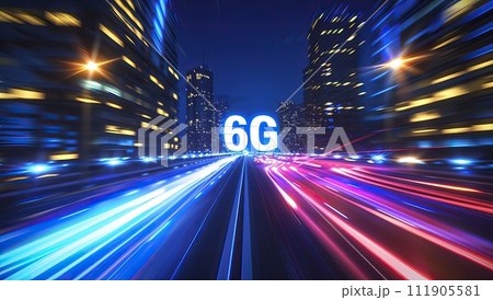 6G network illuminated city highway 111905581