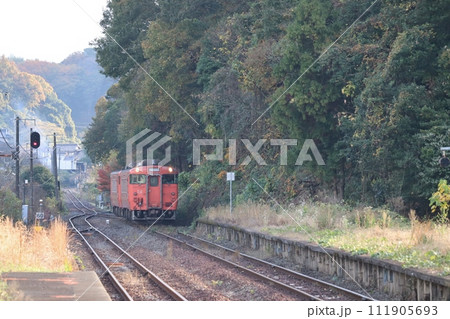 住民の足を支える晩秋のローカル線 111905693