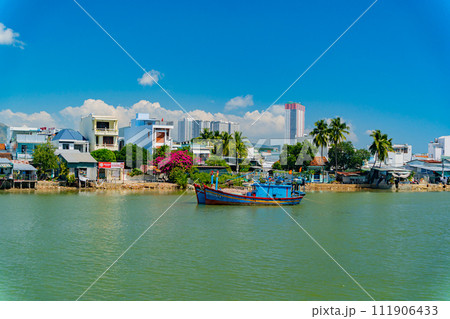 Fishing boats on the river. Fishing boats on the river. 111906433