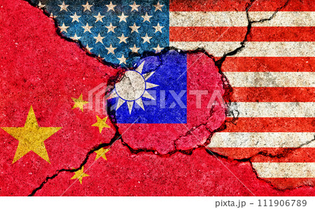 台湾有事 (台湾を巡る中国と米国 ) / 割れたコンクリートモチーフ 台湾有事 (台湾を巡る中国と米国 ) / 割れたコンクリートモチーフ 111906789