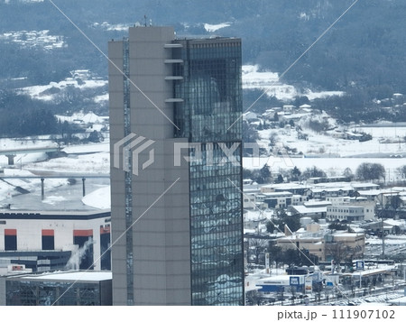雪に包まれた郡山空撮ビュー2024年大雪 111907102