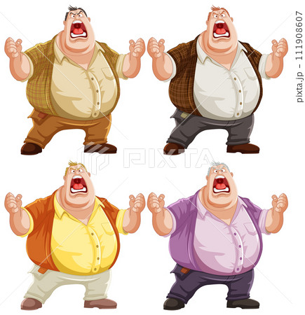 Expressive Cartoon Man in Different Outfits 111908607