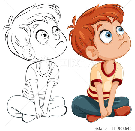 Curious Boys Looking Upward Illustration Curious Boys Looking Upward Illustration 111908640