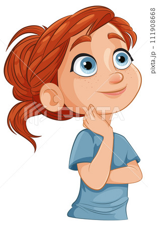Curious Girl with a Thoughtful Pose 111908668