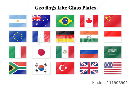 G20サミット参加国の国旗セット(ツヤのあるデザイン) G20サミット参加国の国旗セット(ツヤのあるデザイン) 111908963