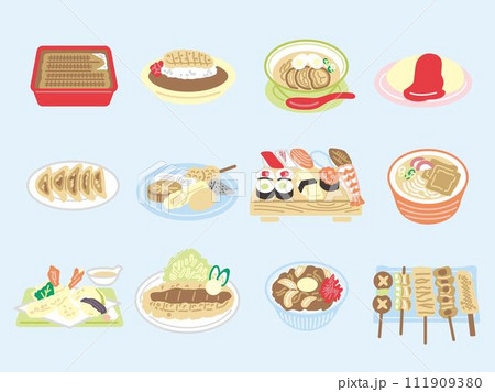 和食のイラストセット（カラー） 111909380