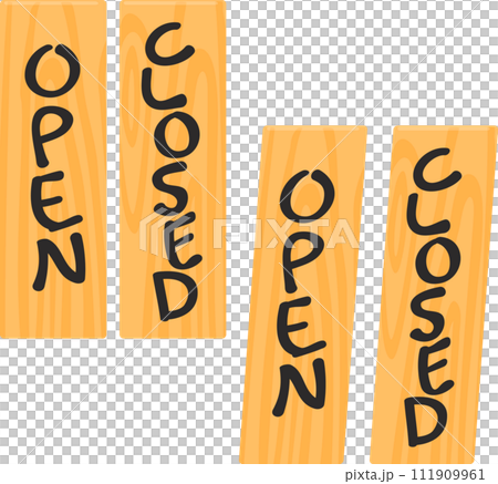 Wooden tag that says OPEN, CLOSED 111909961