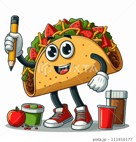Tacos mexican foods cartoon on cinco de mayo festive illustration Tacos mexican foods cartoon on cinco de mayo festive illustration 111910177