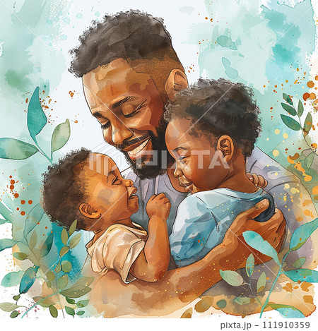 Father's Day Love: Heartwarming Watercolor Paintings. 111910359