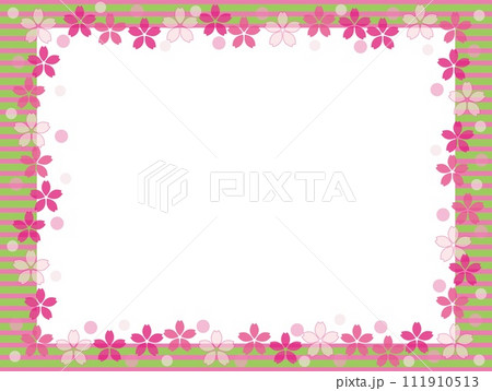 桜　フレーム　ホワイトスペース　ボーダー　ドット 111910513