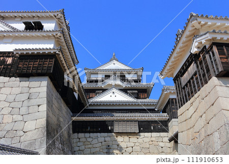 松山城本壇の大天守、小天守、一ノ門南櫓 111910653