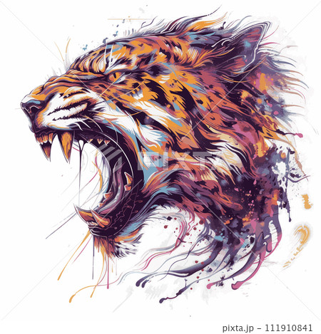 Dynamic and Powerful Vector Illustration of a Monstrous Tiger 111910841
