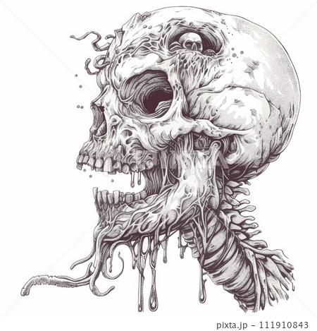 Eerie and Striking Vector Illustration of a Skeleton Head 111910843