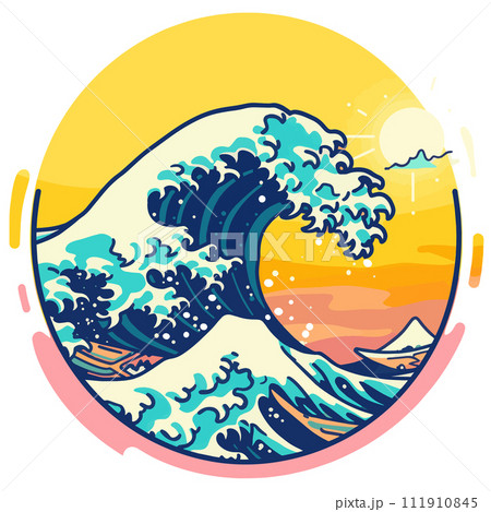 Flat style vector illustration of a summer wave with vibrant colors and playful design 111910845