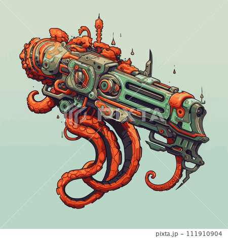 Futuristic tentaclepunk gun a creative vector illustration 111910904