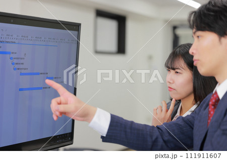 スケジュール表を見て考えるビジネスウーマン_1 スケジュール表を見て考えるビジネスウーマン_1 111911607