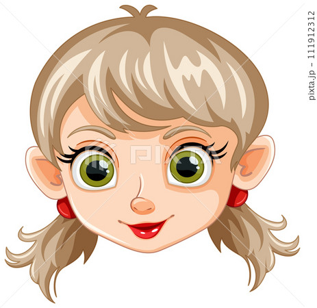 Charming Cartoon Elf Girl Portrait Charming Cartoon Elf Girl Portrait 111912312