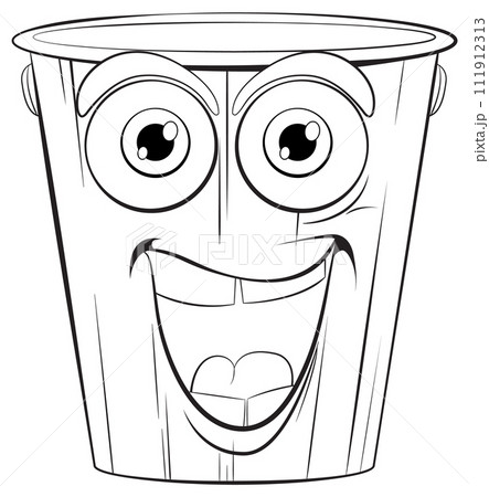 Happy Cartoon Trash Bin Illustration 111912313