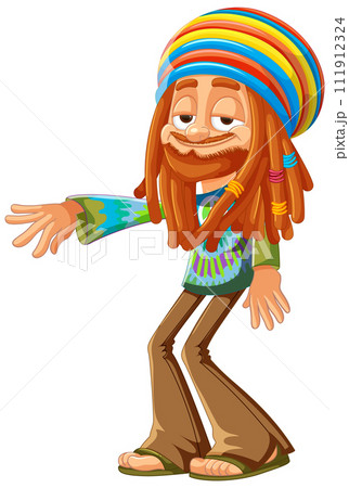 Cheerful Rastafarian Man Vector Illustration Cheerful Rastafarian Man Vector Illustration 111912324