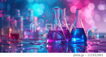 Chemical equipment on a table. Chemical equipment on a table. 111912981